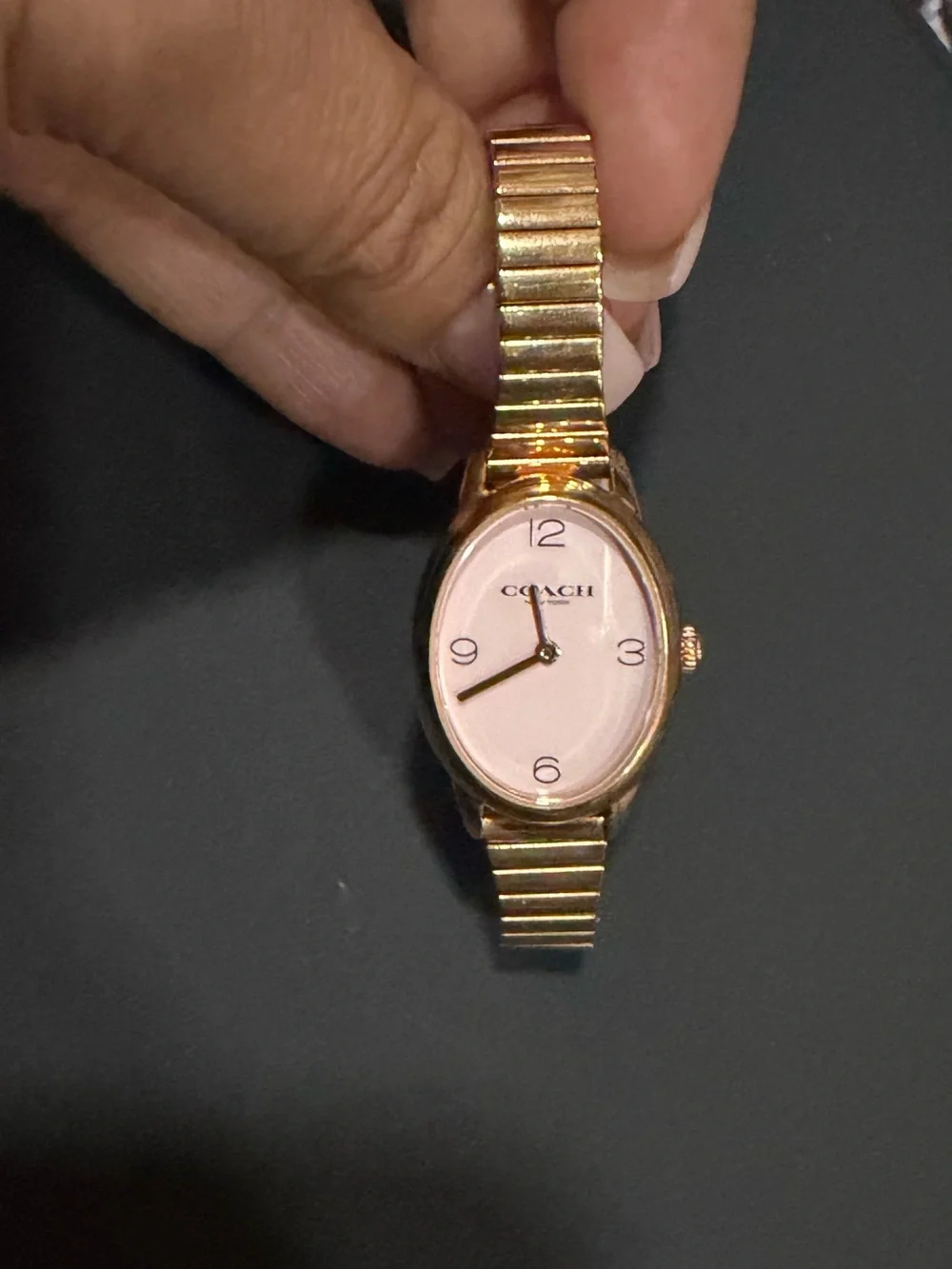 Coach Gold-Tone Watch with Pink Dial